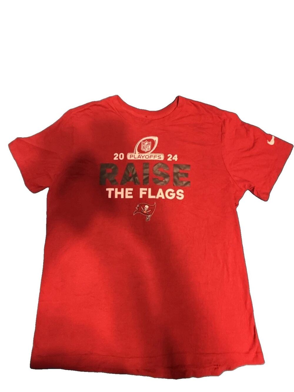 Nike Tampa Bay Buccaneers 2024 NFL Playoffs Raise The Flags T Shirt Mens Large